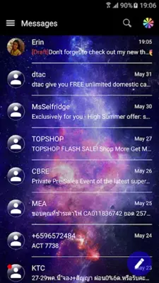 SMS Messages GlassGalaxy Theme android App screenshot 4